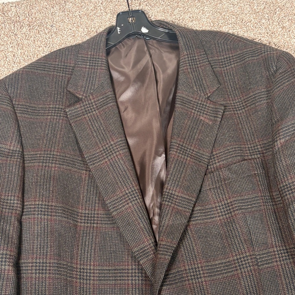 Jos A Bank Mens 48L Wool Blazer Glen Plaid 2 Button Sport Coat Jacket Old Money